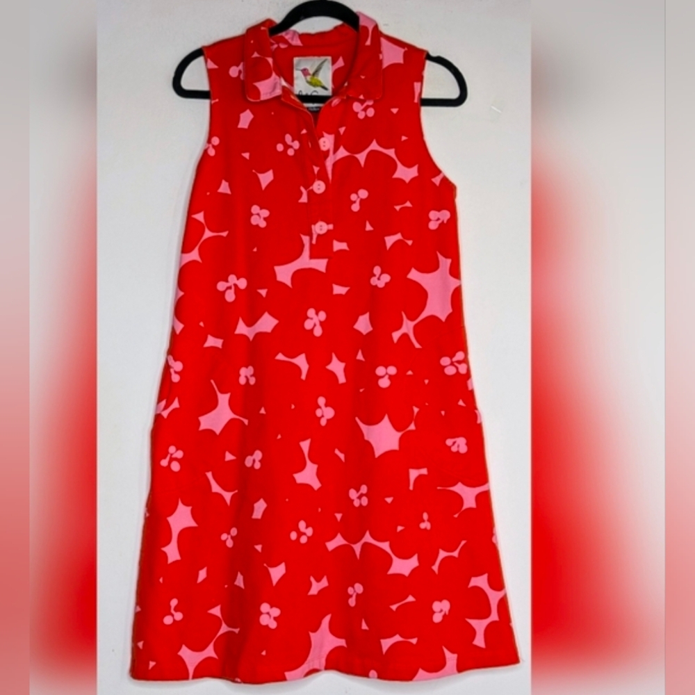 Lesley Evers HALEY Pink Jumbo Blooms Dress Size Medium - Picture 2 of 7